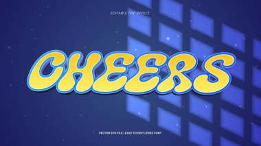 Cheers Modern metin efekti şablonu 3d kalın yazı tipi ve marka etiketi ve logottip için retro kavram kullanımı