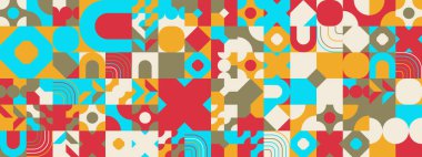 Şekilleri olan renkli modern geometrik bayrak