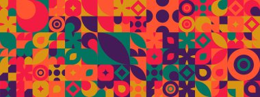 Şekilleri olan renkli modern geometrik bayrak