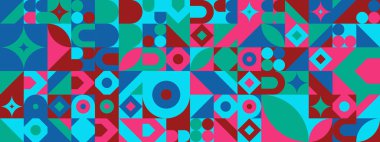 Şekilleri olan renkli modern geometrik bayrak
