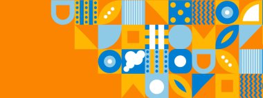 Kusursuz Pop ve Turuncu desen, sarı ve mavi Soyut Geometrik Şekil. Döşeme Duvar Kağıdı