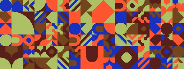 Buntes Modernes Geometrisches Banner Mit Formen Stockillustration