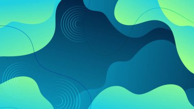 Akışkan gradyan arka plan vektörü. Yeşil, canlı organik şekilleri ve sıvı renkleri olan şirin ve minimal tarz posterler. Sosyal medya için modern duvar kağıdı tasarımı, idol posteri, afiş, broşür.