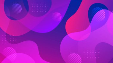 Soyut mor, sıvı dalgalı şekiller fütüristik afişler. Parlak retro dalga vektör arkaplanı