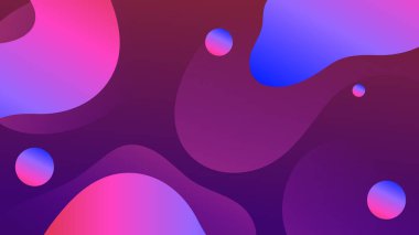 Akışkan gradyan arka plan vektörü. Mor mavi, canlı organik şekilli ve sıvı renkli şirin ve minimal tarz posterler. Sosyal medya için modern duvar kağıdı tasarımı, idol posteri, afiş, broşür.