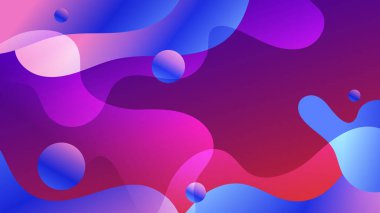 Soyut renkli, sıvı dalgalı şekiller fütüristik afişler. Parlak retro dalga vektör arkaplanı