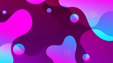 Renkli şekil değiştirme şekilleri olan kademeli arkaplan. Rengarenk kabarcıklar. Vektör 3 boyutlu illüstrasyon. Soyut 3D arkaplan. Sıvı renkler. Pankart veya işaret tasarımı için dekorasyon