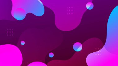 Soyut renkli, sıvı dalgalı şekiller fütüristik afişler. Parlak retro dalga vektör arkaplanı