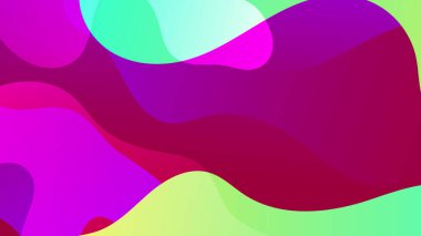 Soyut mor yeşil, sıvı dalgalı şekiller fütüristik afişler. Parlak retro dalga vektör arkaplanı