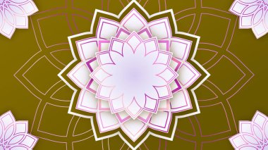 Ramazan Kareem vektör kartı üzerinde 3d altın metal hilal ve yıldızlar var. Geleneksel desenli bej renkli Arap tarzı kemer. Boşluğu kopyala.