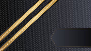 Ramazan Kareem vektör kartı üzerinde 3d altın metal hilal ve yıldızlar var. Geleneksel desenli siyah renkli Arap tarzı kemer. Boşluğu kopyala.