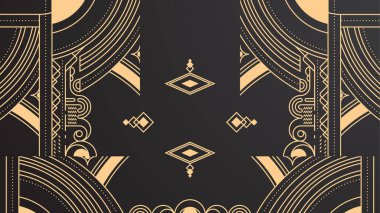 Gradyan sanat deco arka planı, siyah ve altın çizgili. Düz altın çizgili tasarım sanat deco arkaplanı