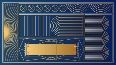 Mavi ve altın gradyan sanat deco arkaplanı