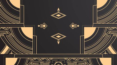 Gradyan sanat deco arka planı, siyah ve altın çizgili. Düz altın çizgili tasarım sanat deco arkaplanı