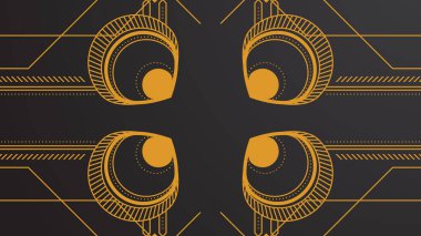 Gradyan sanat deco arka planı, siyah ve altın çizgili. Düz altın çizgili tasarım sanat deco arkaplanı