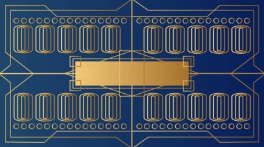 Mavi ve altın gradyan sanat deco arkaplanı