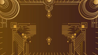 Art deco arka planı. Altın Davetiye Kart Tasarım Vektörü. Soyut geometri çerçevesi ve şablon arka planı. Düğün davetiyesi, kapak, VIP kartı, baskı, poster ve duvar kağıdı için kullan. Vektör illüstrasyonu.