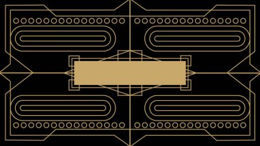 Koyu siyah arka planda altın renkli deco paneller. Antika palet sanat deco duvar kağıdı deseni vektörü