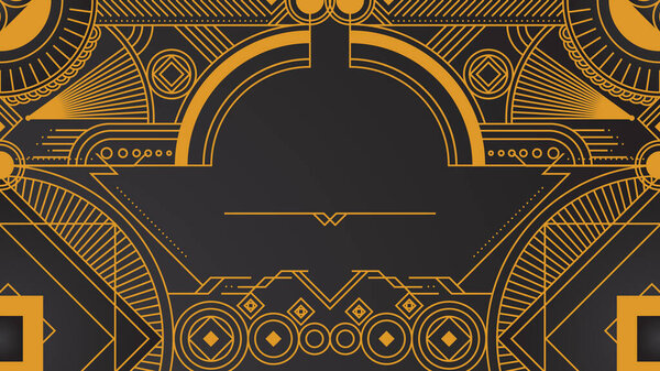 Gradient art deco background with black and golden line. Flat gold line pattern design art deco background