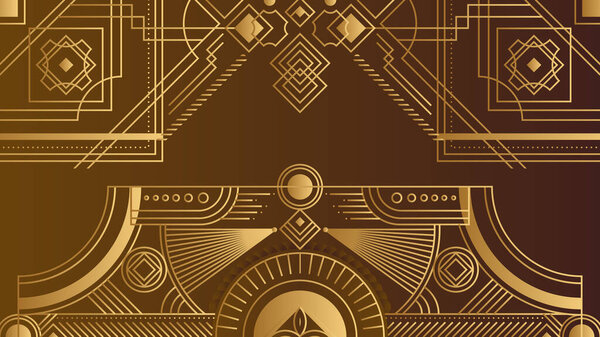 Art deco background. Gold Invitation card design vector. Abstract geometry frame and pattern background. Use for wedding invitation, cover, VIP card, print, poster and wallpaper. Vector illustration.