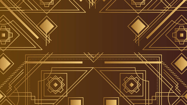 Art deco background. Gold Invitation card design vector. Abstract geometry frame and pattern background. Use for wedding invitation, cover, VIP card, print, poster and wallpaper. Vector illustration.