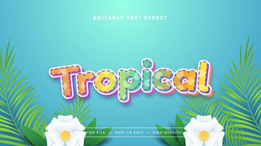 Renkli tropikal 3d düzenlenebilir metin efekti - yazı tipi. Yaz metin biçimi etkisi