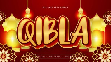 Red orange and gold qibla 3d editable text effect - font style. Ramadan text style effect clipart