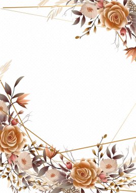 Kahverengi bej ve beyaz modern moda vektör tasarımı çerçevesi. Arkaplan sonbahar boho şablonu