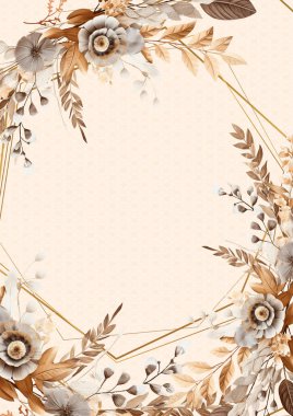 Kahverengi beyaz ve bej renkli, çiçekli suluboya arkaplan.