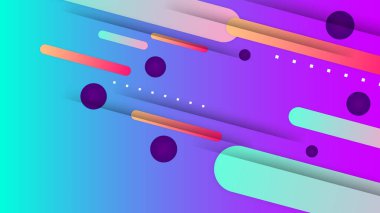 Geometrik şekilli turuncu mavi ve mor gradyan arkaplan