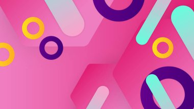 Pembe mavi ve sarı soyut arka plan geometrik ve dinamik şekiller. Vektör illüstrasyonu