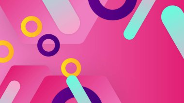 Geometrik şekilli pembe mavi ve sarı vektör soyut gradyan arka plan