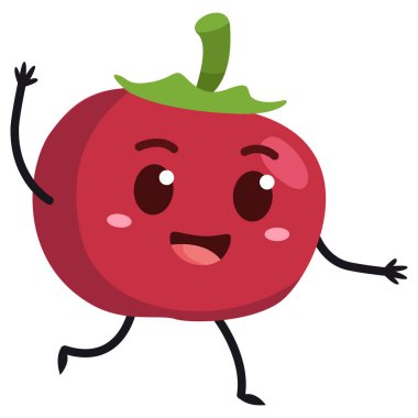 red and green modern cute character with tomato vegetable character