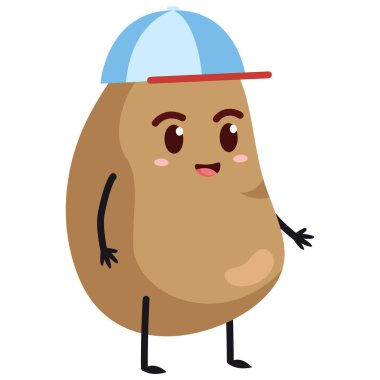 Brown and blue modern cute character with potato vegetable character