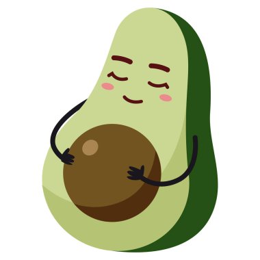 Avokado sebze karakteri olan yeşil ve kahverengi sevimli karakter.