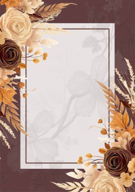 Kahverengi beyaz ve bej renkli, çiçekli suluboya arkaplan.