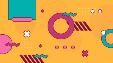 Renkli renkli vektör düz geometrik memphis arkaplanı