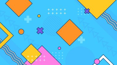 Vektör soyut memphis geometrik biçimli renkli arkaplan