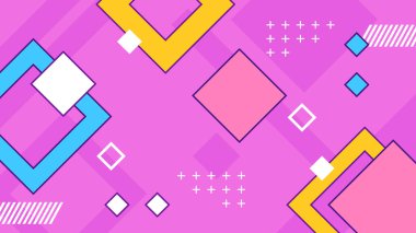 Renkli renkli vektör çizimi düz tasarım soyut arkaplan geometrik memphis