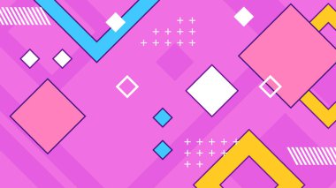 Renkli renkli vektör düz geometrik memphis arkaplanı