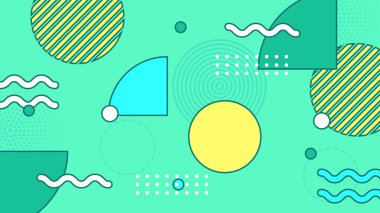 Modern memphis green blue and yellow geometric background vector illustration