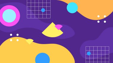 Modern Memphis renkli geometrik arkaplan vektörü çizimi