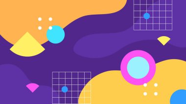 Renkli renkli vektör düz geometrik memphis arkaplanı