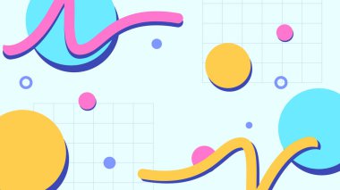 Renkli renkli vektör çizimi düz tasarım soyut arkaplan geometrik memphis