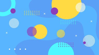 Blue yellow and purple violet memphis hipster geometric background