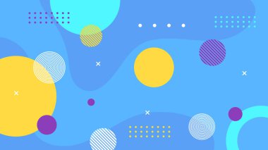 Renkli renkli vektör çizimi düz tasarım soyut arkaplan geometrik memphis