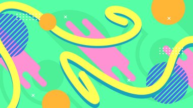 Vektör soyut memphis geometrik biçimli renkli arkaplan