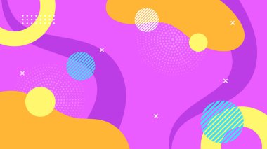 Renkli renkli vektör düz geometrik memphis arkaplanı