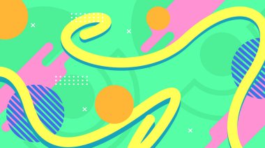 Renkli renkli vektör memphis geometrik arkaplan ve şekiller