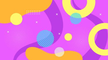 Geometrik şekilli vektör renkli memphis tasarım arka planı